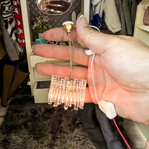 Modern Dollhouse LED Art Deco #2 Pendant Light. Gold. 1/12 scale. Wired / Plug in light.