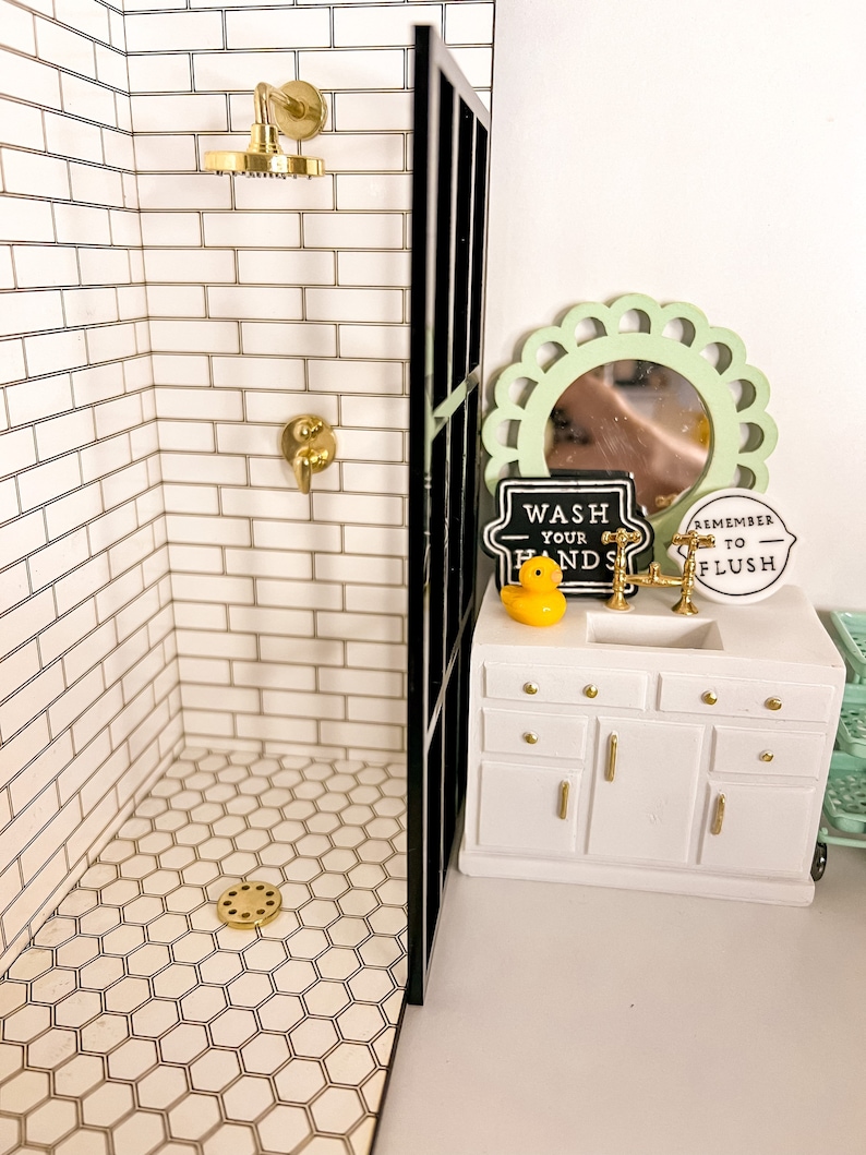 1/12 Scale Modern Dollhouse DIY Shower KIT ONLY. Black and Etsy