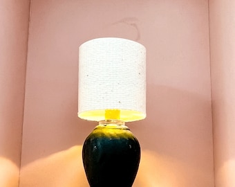 Modern Dollhouse  Clay Lamp with Canvas Shade. 1/12 scale. Functional Miniature Bright White or Warm White light.