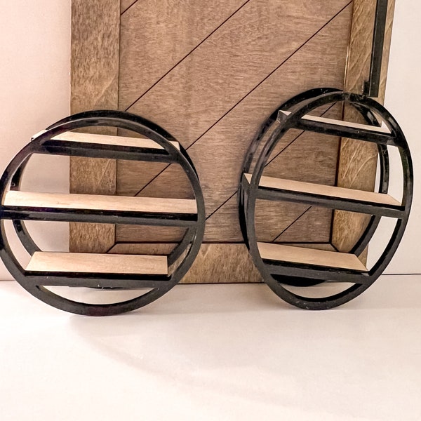 Modern Dollhouse Shelves. Round or Oval Three Shelves Framed Shelf. 1:12 scale.