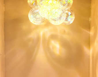 Modern Dollhouse Bubble #2 Ceiling Mount Light. Iridescent. Gold or Silver. 1/12 scale. Magnetic Connector. Bright White or Warm White light