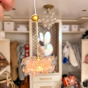 Modern Dollhouse 1/12 scale Bubble #4 Short Chandelier Light. Wired Plug-in