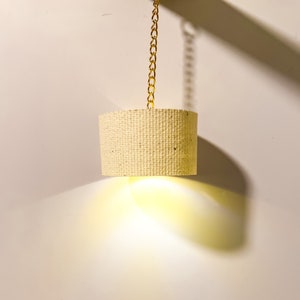 Modern Dollhouse Canvas Pendant Light. Gold or Silver.  1/12 scale. Magnetic Connector. Bright White or Warm White light.