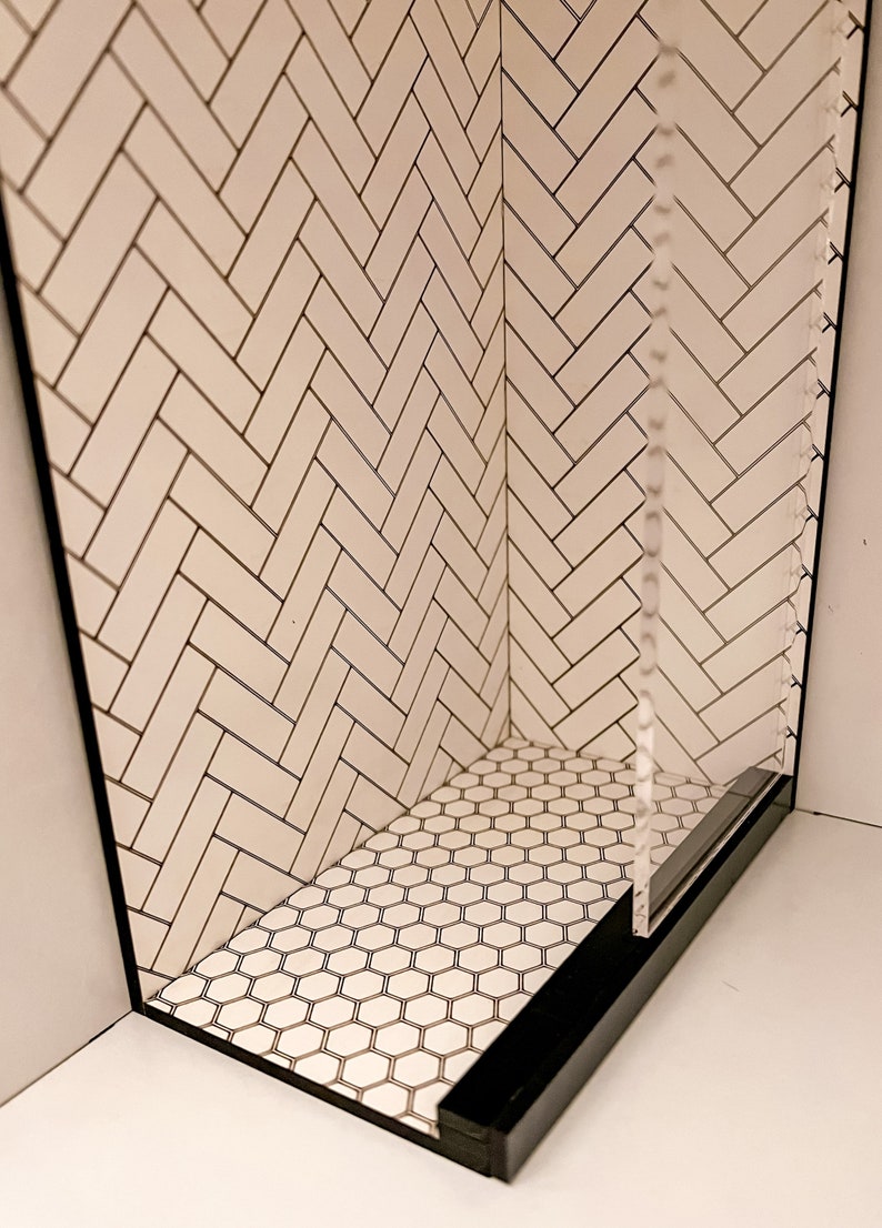 1/12 Scale Modern Dollhouse DIY Shower KIT ONLY. Black and Etsy