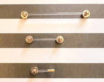 Modern Dollhouse 1/12 Scale Bathroom Hardware.  Gold or Silver and Clear Acrylic.