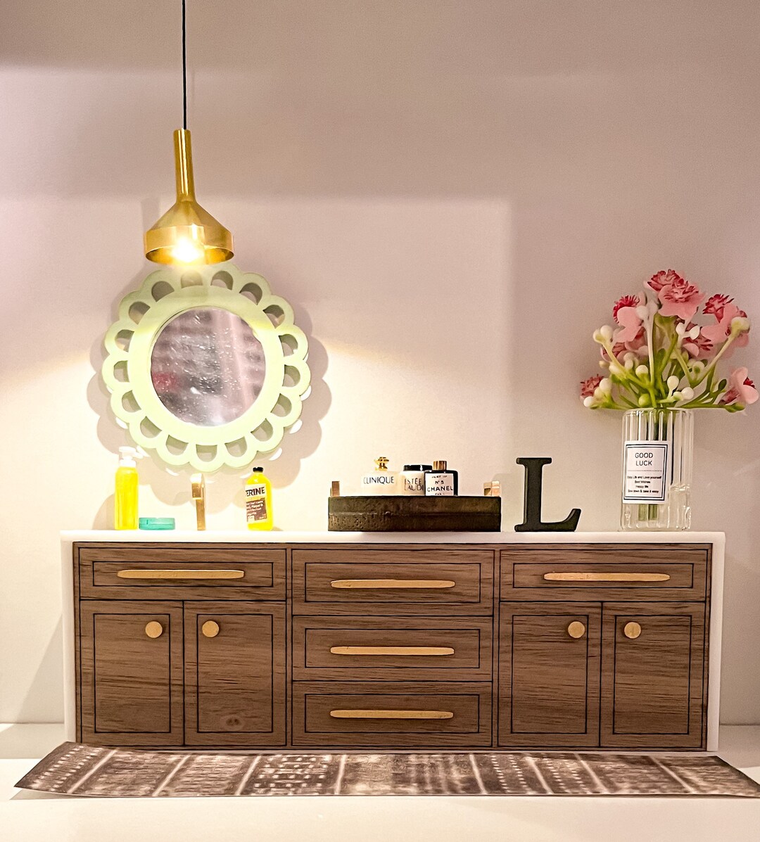 Modern Dollhouse Pendant Light. Gold or Silver. 1/12 Scale. Etsy