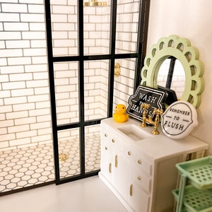 1/12 Scale Modern Dollhouse DIY Shower KIT ONLY. Black and white tiles. No Hardware Included. (No shower head or drain)