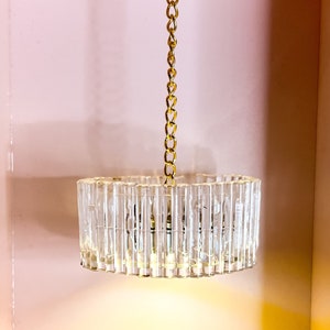 Modern Dollhouse Art Deco #3 Pendant Light. Gold or Silver. 1/12 scale. Magnetic Connector. Bright White or Warm White light.