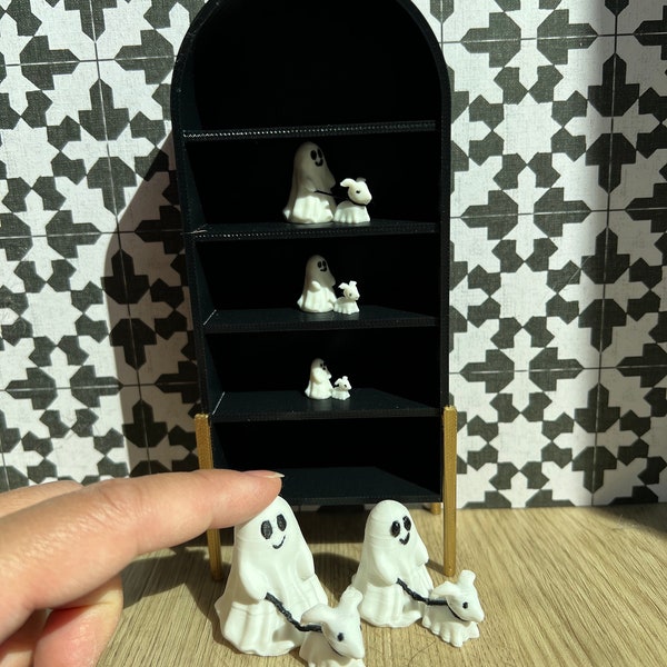 Modern Dollhouse Halloween Ghosts #1. White Ghost with Dog. Multiple Scales. 1/6,  1/12, 1/24