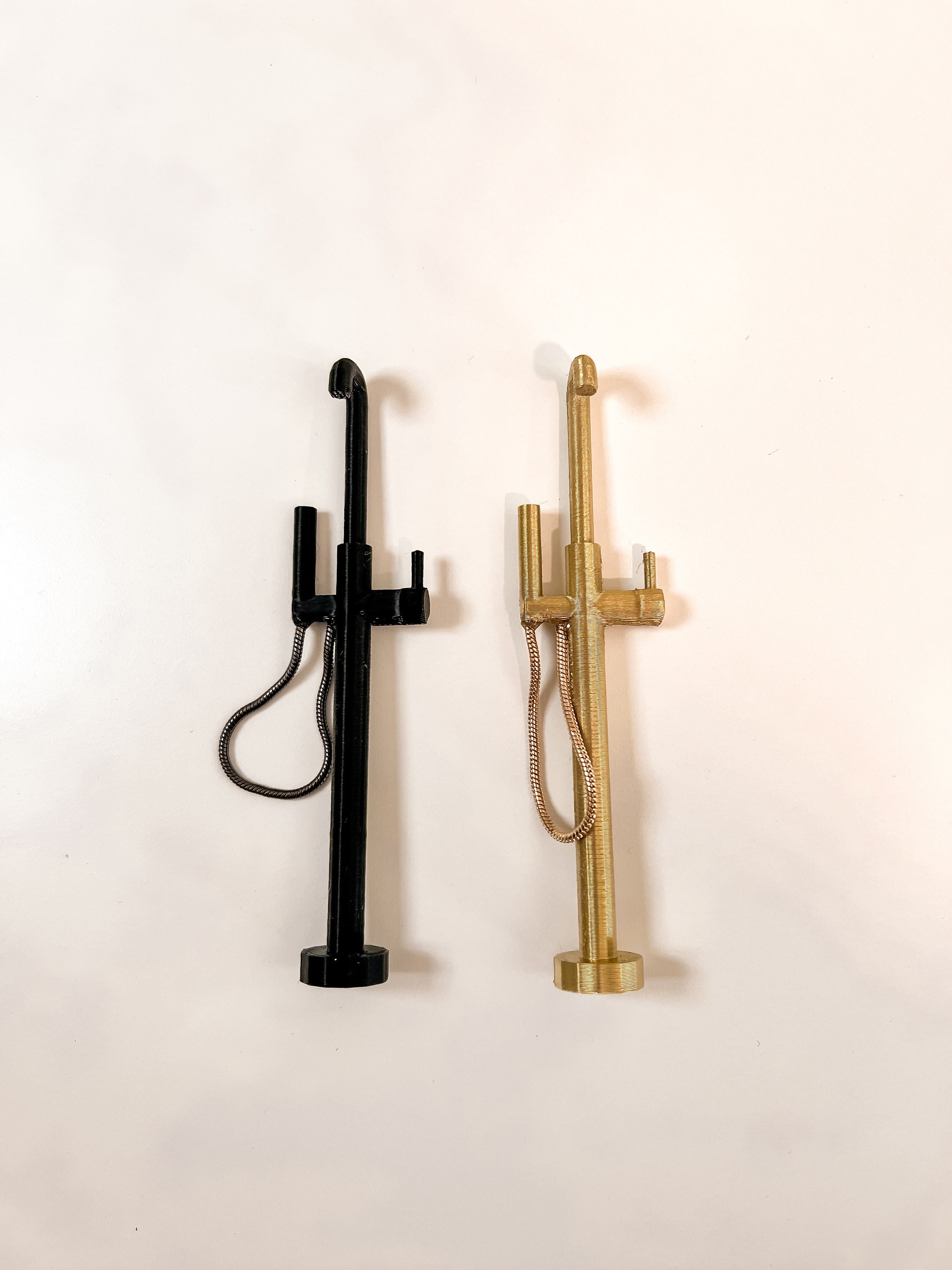 Modern Dollhouse 1/12 Scale Free Standing Bathtub Faucet Hardware. Gold, Silver, Black or Unpainted.