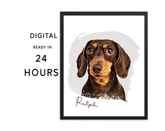 Custom dog portrait print or digital download file, mothers day from dog or cat, custom dog art, gift for her or him, cat mom gift