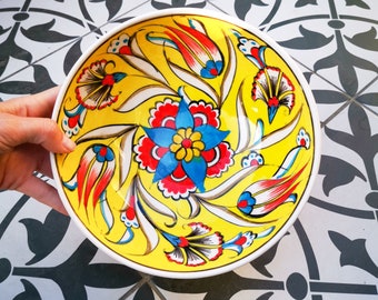 Large Yellow Handmade Turkish Tile Art Ceramic Fruit /Salad Bowl, Ceramic Salad Serving Bowl, Decorative Bowl