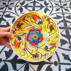 Large Yellow Handmade Turkish Tile Art Ceramic Fruit /Salad Bowl, Ceramic Salad Serving Bowl, Decorative Bowl
