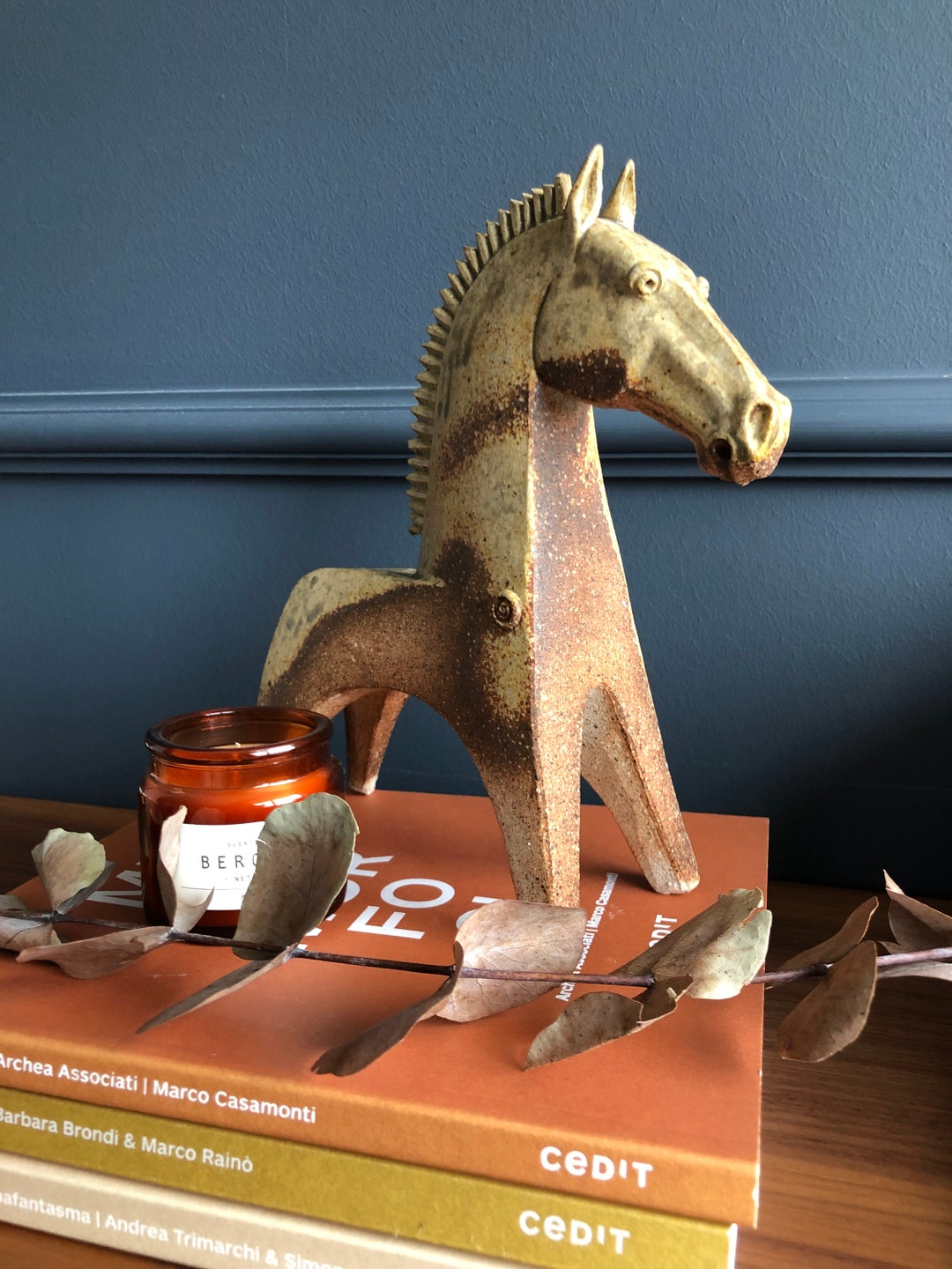 Stoneware Cappadocian Horse Sculpture, Hittite Horse Bibelot, Old