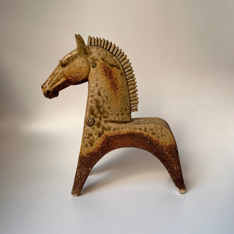 Stoneware Cappadocian Horse Sculpture, Hittite Horse Bibelot, Old