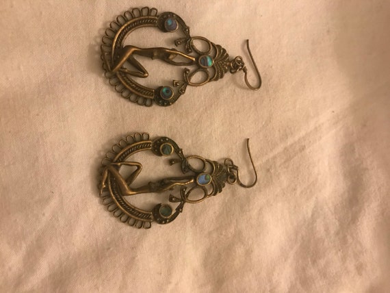 Art nouveau brass earrings