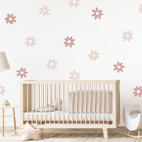 Pink Daisy Wall Sticker Decals | Self Adhesive Vinyl Wall Stickers