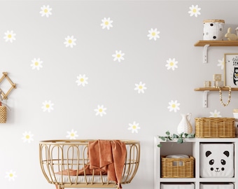 Stickers muraux mini marguerites | Stickers fleurs | Stickers muraux floraux pour chambre de bébé | Stickers muraux en vinyle auto-adhésifs