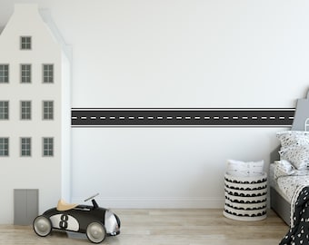 Stickers muraux bordure de route | Décoration murale pour chambre d'enfant | Décoration de salle de jeux