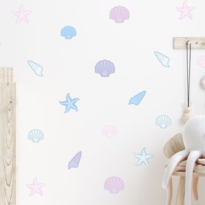 Pastel Sea Shell Wall Sticker Decals | Children&#39;s Nursery Stickers | Playroom Decor | Ocean Stickers