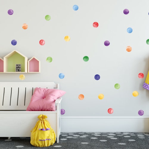 Rainbow Polka Dot Wall Decals Removable Wall Stickers Kids Etsy