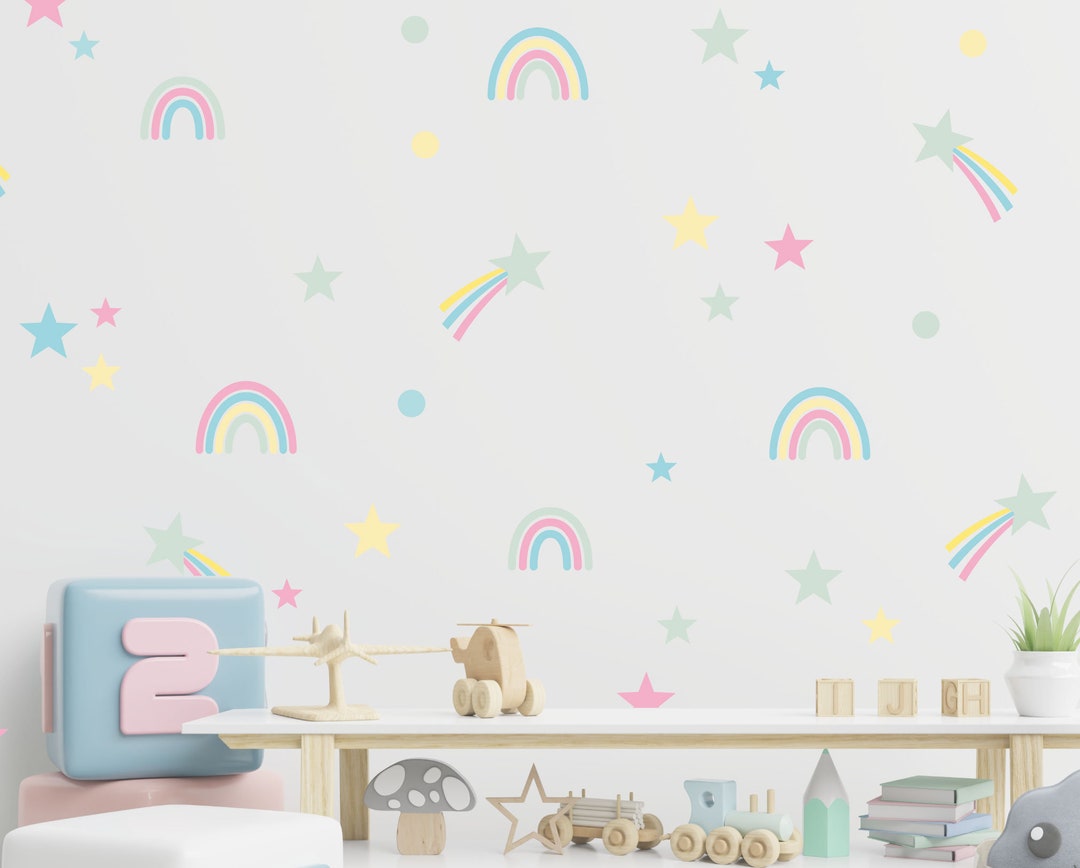 Pastel Shooting Star Wall Sticker Decals Children's Nursery Stickers