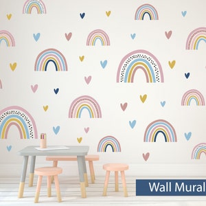 Large Rainbow Wall Mural Or Sticker Decal Set | Rainbow Sticker | Children&#39;s Nursery Wall Sticker | Wall Mural
