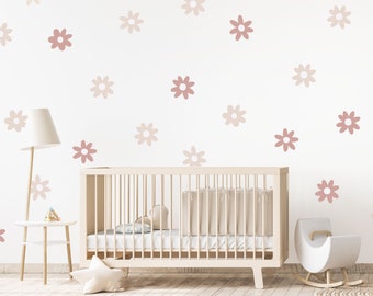 Coloured Daisy Wall Sticker Decals | Flower Stickers | Floral Nursery Wall Stickers | Self Adhesive Vinyl Wall Stickers