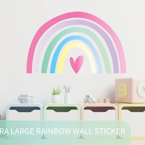 Extra Large Rainbow Wall Sticker Decal | Pastel Rainbow Sticker | Children's Nursery Wall Sticker