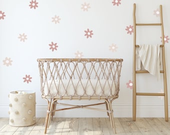 Mini Pink/Beige Daisy Wall Sticker Decals | Flower Stickers | Floral Nursery Wall Stickers | Self Adhesive Vinyl Wall Stickers