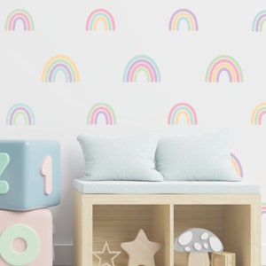 Pastell Regenbogen Wandaufkleber | Kinderzimmer Wandtattoos | Spielzimmer Wandkunst
