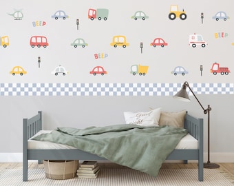 Pegatinas de pared para vehículos de transporte / Pegatinas de pared para coches / Decoración para habitaciones de niños