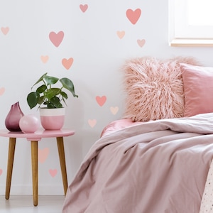 Boho Mixed Pink Heart Wall Sticker Decals | Pink Heart Stickers | Boho Wall Stickers | Nursery Wall Stickers