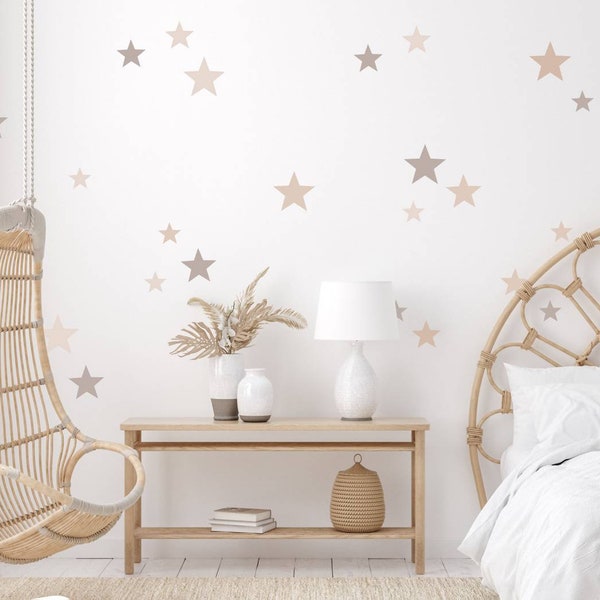 Neutral Beige Boho Star Wall Sticker Decals | Nursery Wall Stickers | Earthtones