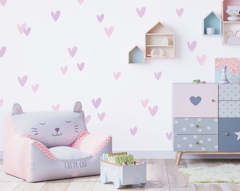 Lilac/Pink Boho Heart Wall Sticker Decals | Children's Nursery Wall Art | Playroom Decor