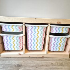 Vinilo adhesivo para muebles Trofast de IKEA / Adhesivos de almacenaje IKEA con líneas onduladas / Pegatinas Trofast