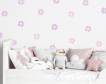 Lilac/Pink Daisy Wall Sticker Decals | Children's Nursery Wall Art | Playroom Decor