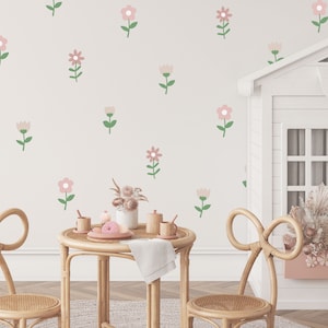 Boho Flower Wall Sticker Decals | Children's Nursery Stickers | Pink Flower Decals