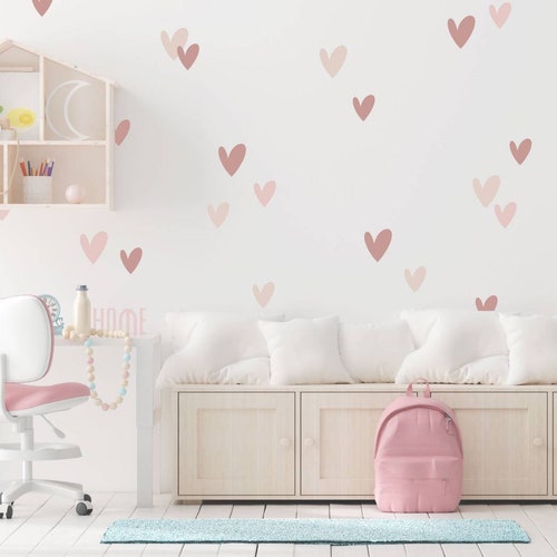 Pink/Beige Boho Heart Wall Sticker Decals | Children's Nursery Wall Art | Playroom Decor