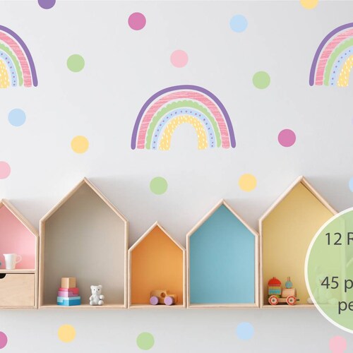 Pastel Rainbow and Polka Dot Wall Sticker Decals Etsy