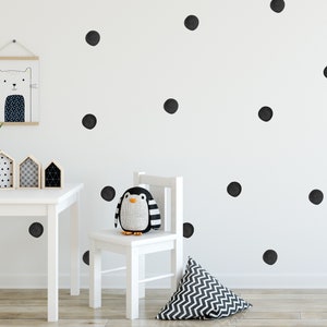 Black Watercolour Polka Dot Wall Sticker Decals | Monochrome Decor | Children&#39;s Nursery Wall Art | Playroom Decor