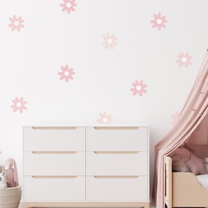 Pink Daisy Wall Sticker Decals | Children&#39;s Nursery Wall Art | Playroom Decor