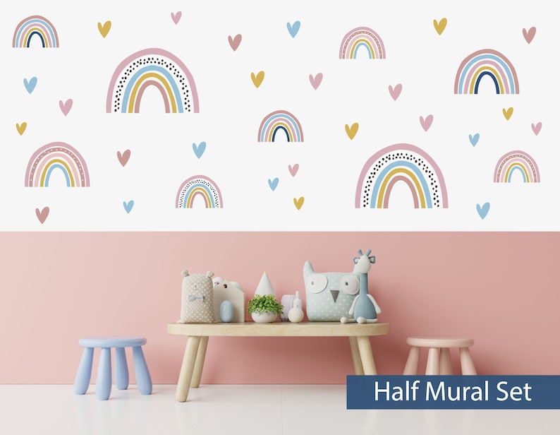 Large Rainbow Wall Mural or Sticker Decal Set Rainbow Etsy