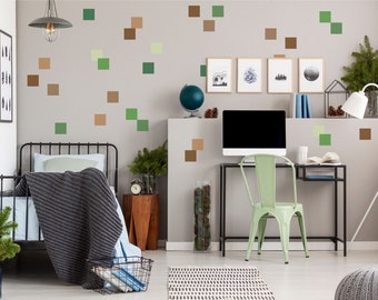 Pixel Block Square Wall Sticker | Minecraft Inspired Sticker | Gamer Wall Decal Stickers