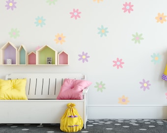 Pastel Daisy Wall Sticker Decals | Flower Stickers | Floral Nursery Wall Stickers | Self Adhesive Vinyl Wall Stickers