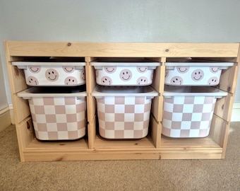 Papier vinyle IKEA Trofast | Emoji en damier | Décalcomanies pour boîte de rangement