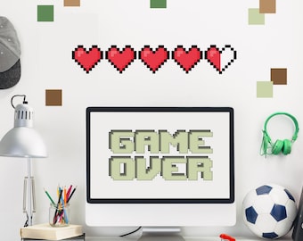 Sticker mural Gamer Heart bouée de sauvetage | Stickers muraux gaming | Stickers muraux en vinyle auto-adhésifs