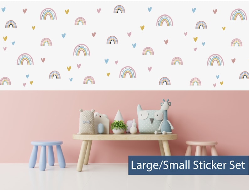 Large Rainbow Wall Mural or Sticker Decal Set Rainbow Etsy