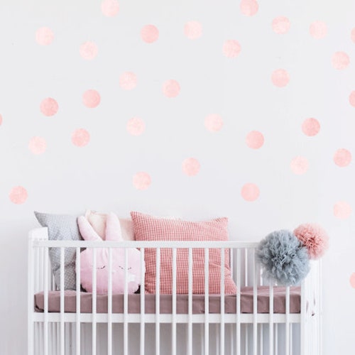 Pink and Grey Watercolour Polka Dot Wall Stickers Grey Etsy