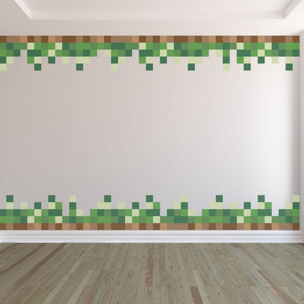 Pixel Block Room Border Wall Sticker | Minecraft Inspired Sticker | Gamer Wall Decal Stickers